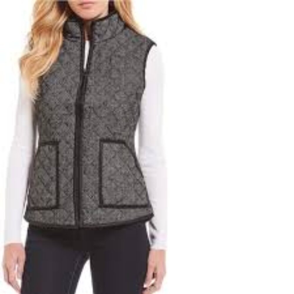 NWT Cremieux Quilted Herringbone XSmall Wool Blend Black / Grey Karli Vest